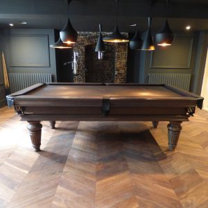 7ft Traditional Pool Table in Oak 13 and Hainsworth Smart Black Cloth. Leg Design 7.