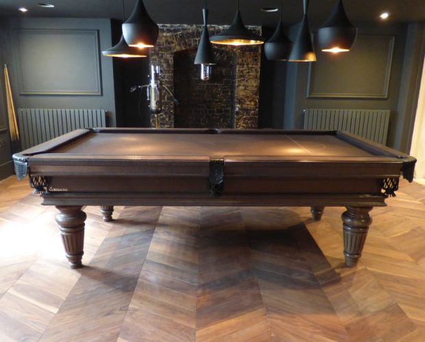 7ft Traditional Pool Table in Oak 13 and Hainsworth Smart Black Cloth. Leg Design 7.