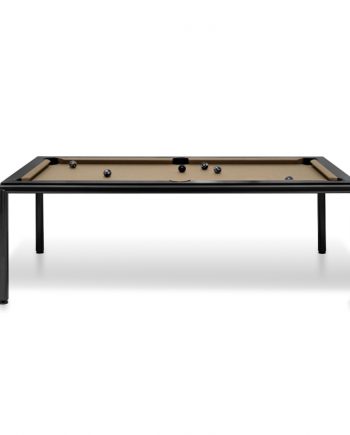 7ft Slimline Pool Dining Table - Black Frame, Simonis Camel Cloth